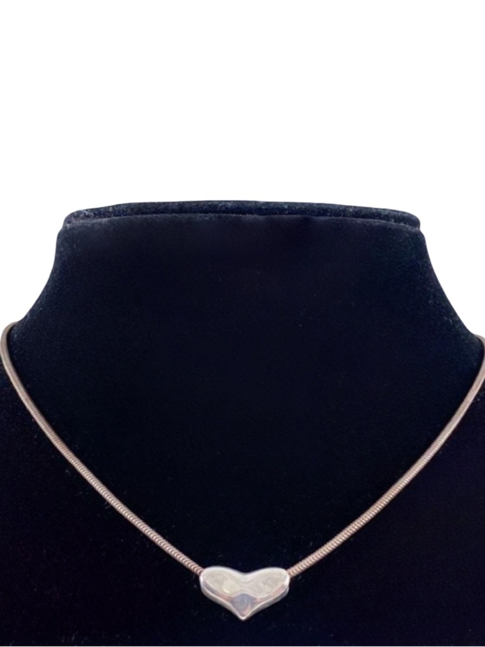 .999 Sterling Silver Heart Necklace on Snake Chain USA Vintage